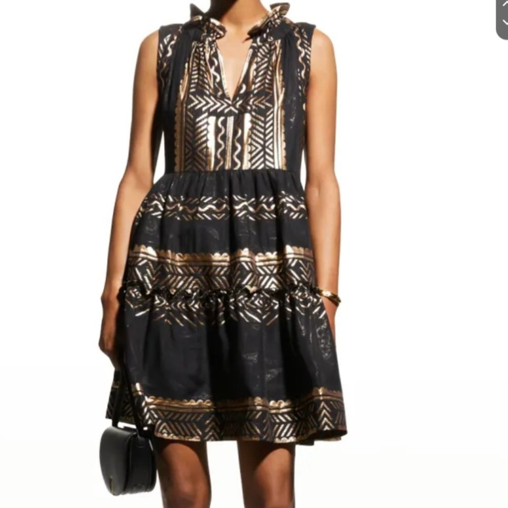 LACE The Label Metallic Geometric-Print Mini Dress